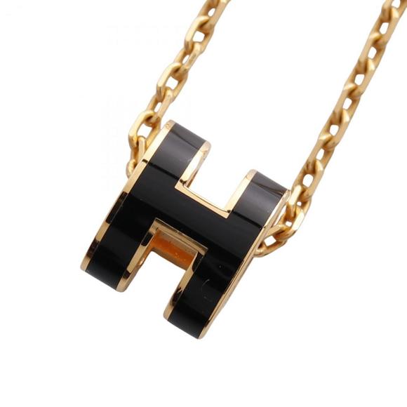 Hermes HERMES MINI POP H Mini Pop Necklace GP (Gold Plated) Women's Gold Black - Picture 1 of 7
